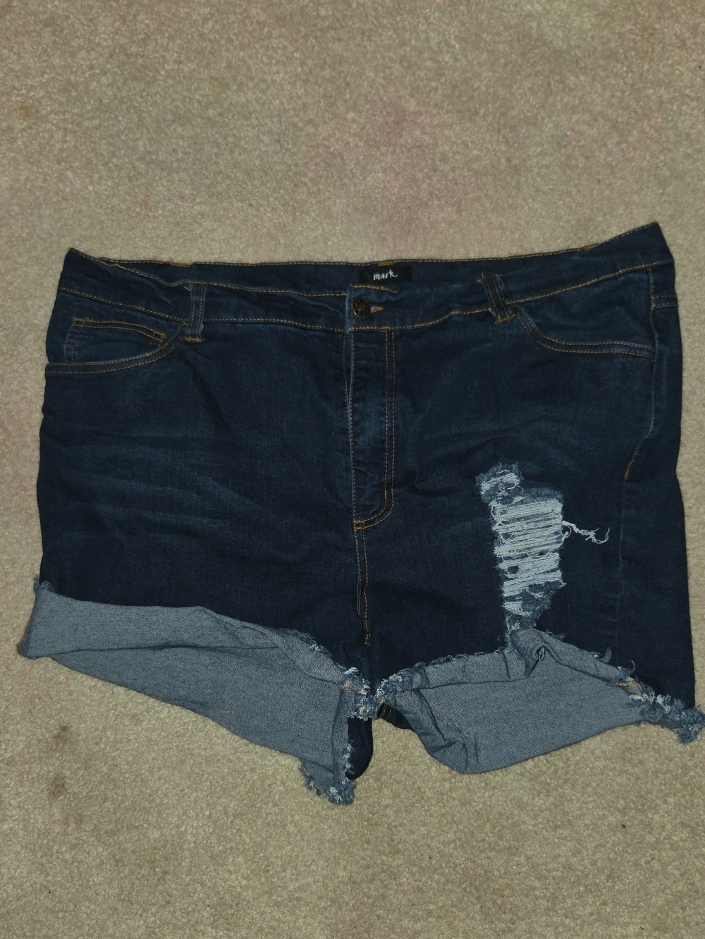 mark. Dark Blue Distressed Rolled-Hem Women’s Jean Shorts